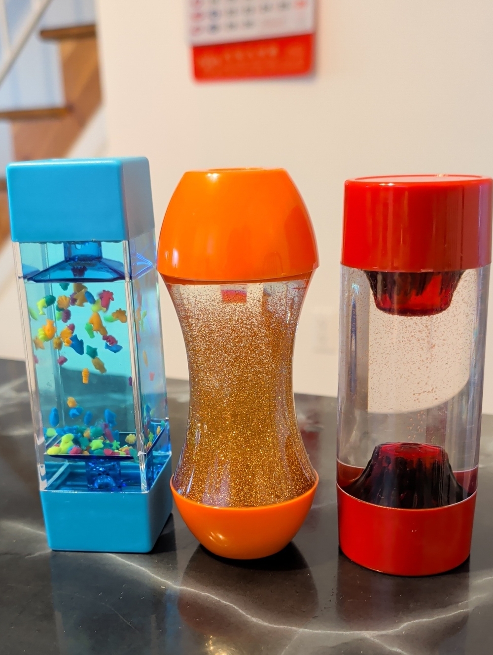 Kids Glitter and Water Sensory Toy Set - Blue, Orange, Red